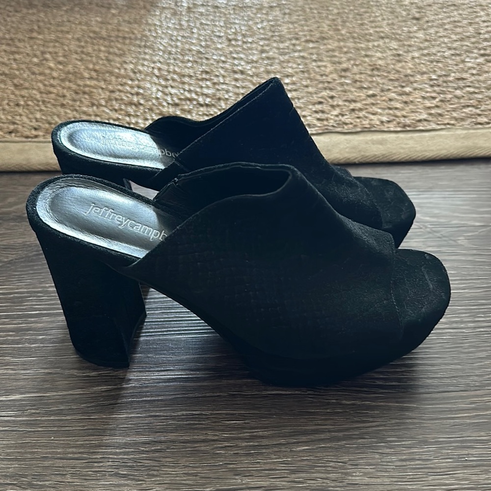 Jeffrey Cambell Suede open toed mule heel